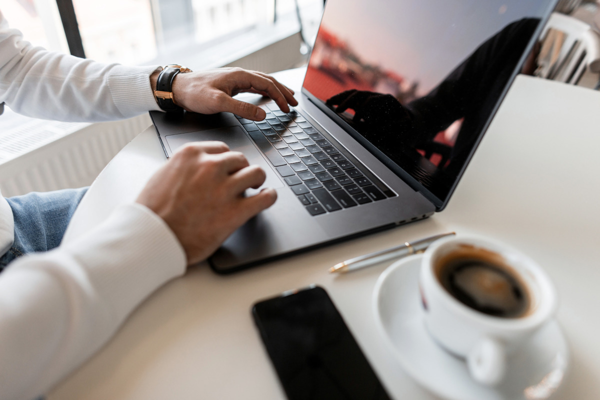 Man working on laptop