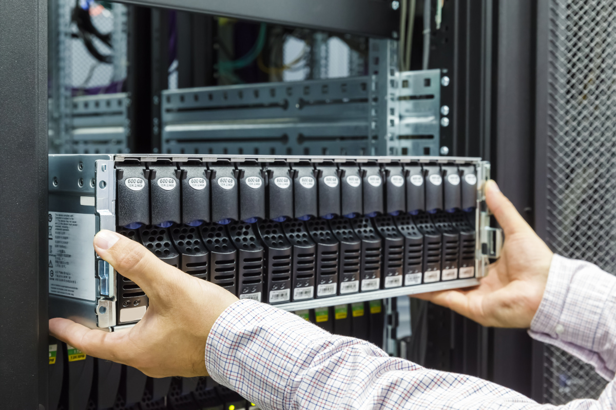 Man holding server instruments