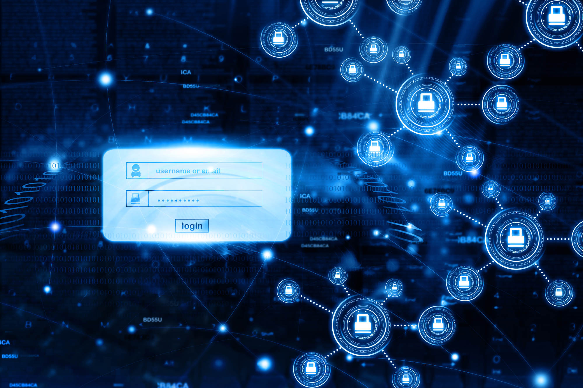 Digital representation of network security with password demand