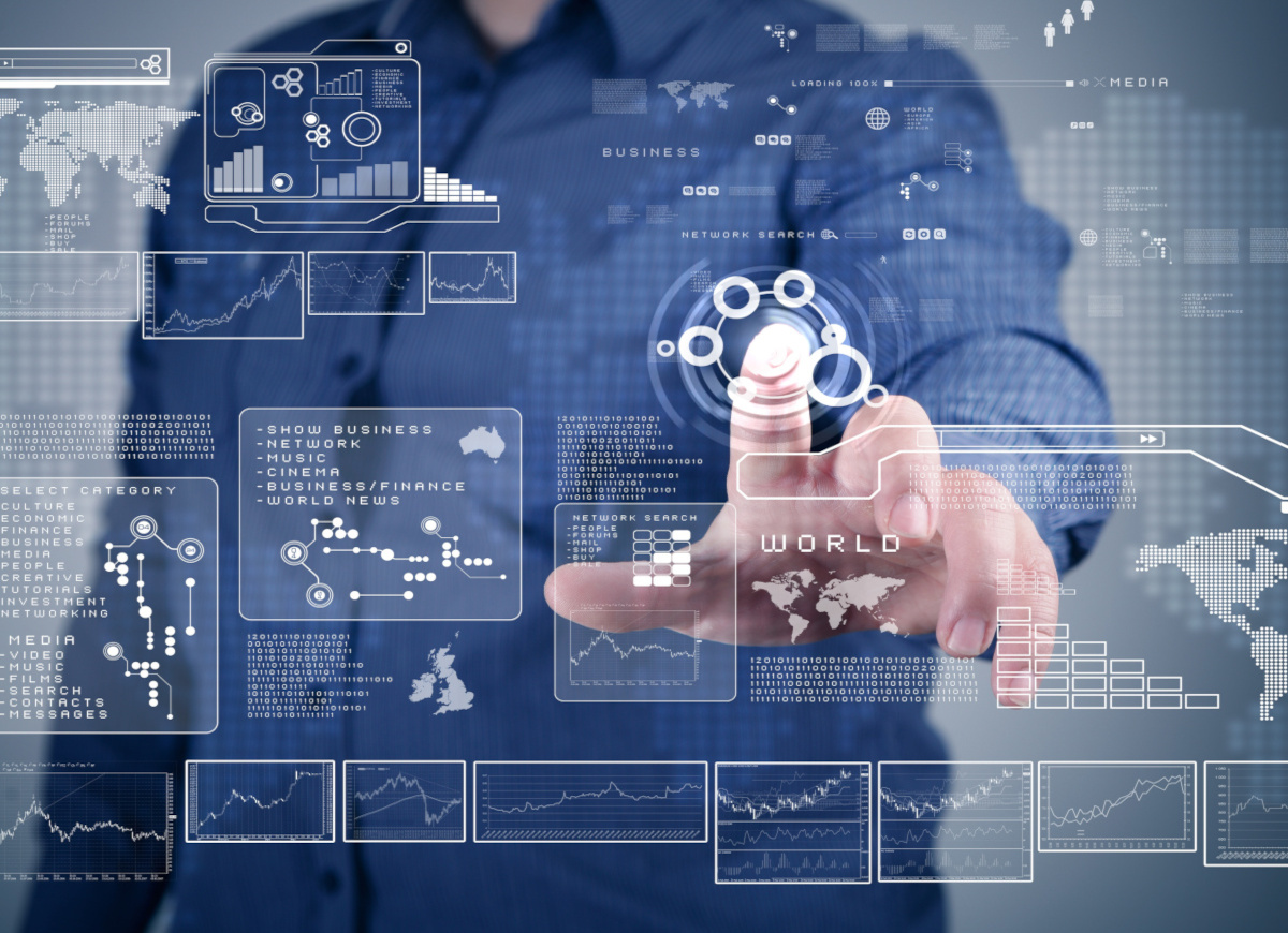 Man working on digital diagram