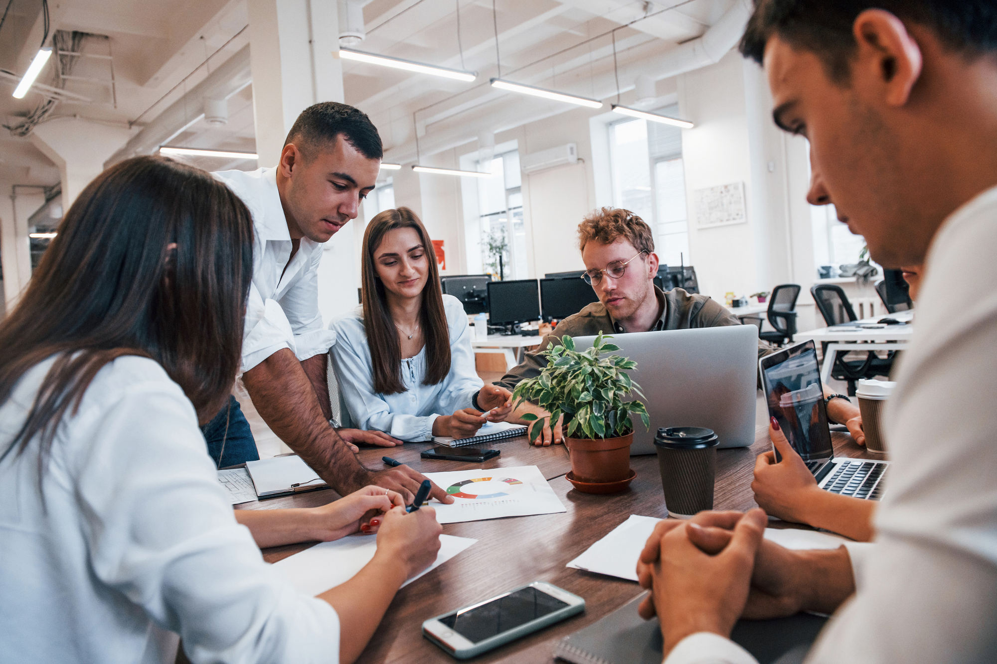 Young business people working together in a modern office