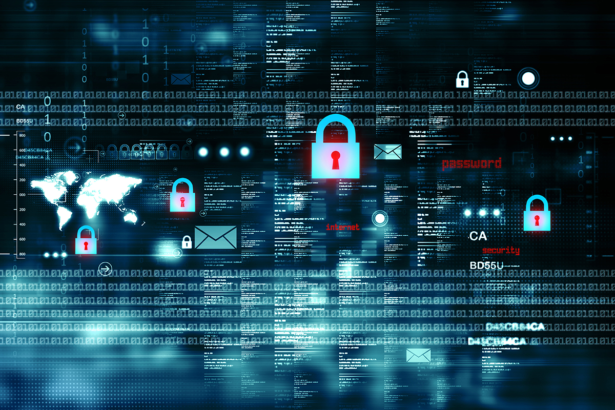 Digital Cybersecurity Padlocks